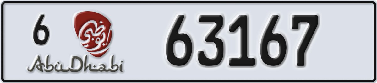 abu dhabi License Plate Number 63167 Code 6