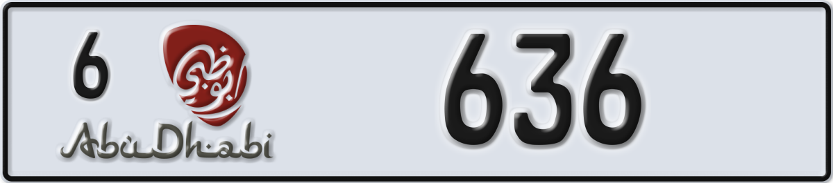 abu dhabi License Plate Number 636 Code 6