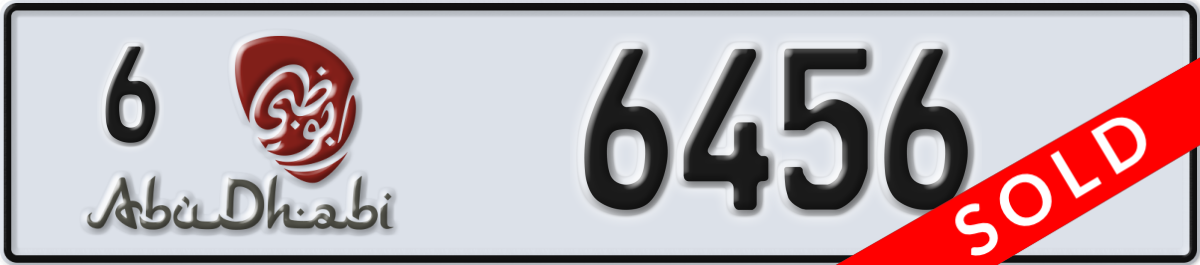 abu dhabi License Plate Number 6456 Code 6