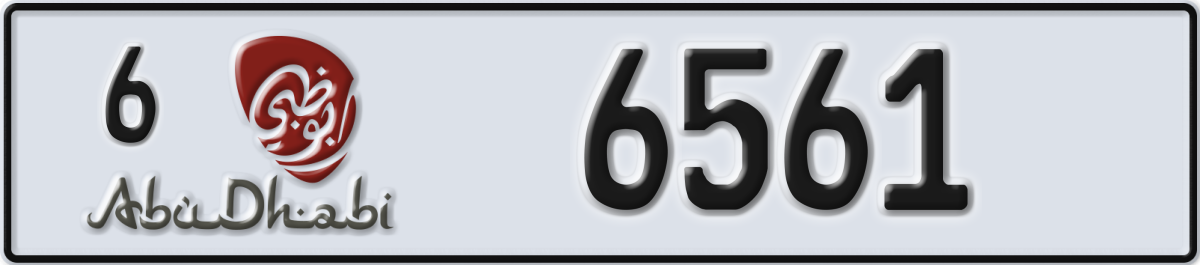 abu dhabi License Plate Number 6561 Code 6