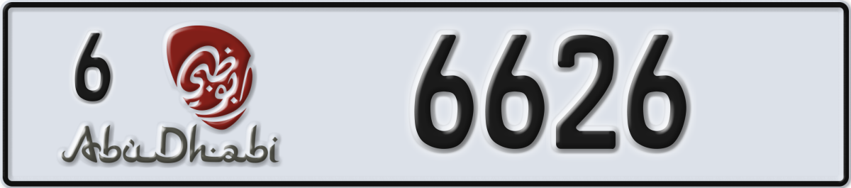 abu dhabi License Plate Number 6626 Code 6