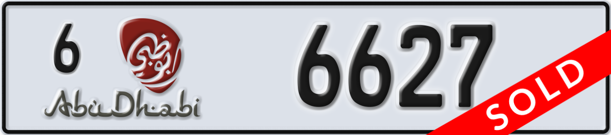abu dhabi License Plate Number 6627 Code 6
