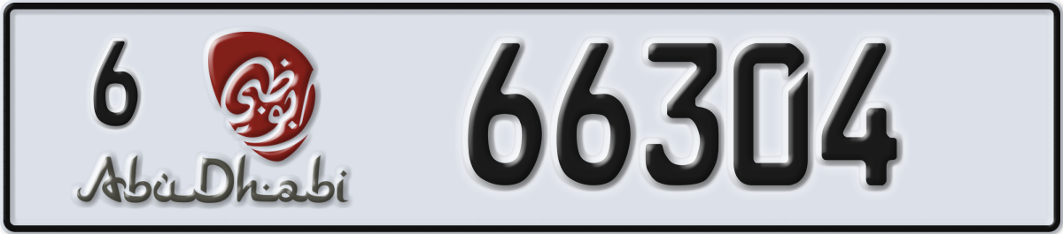 abu dhabi License Plate Number 66304 Code 6
