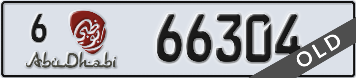 abu dhabi License Plate Number 66304 Code 6
