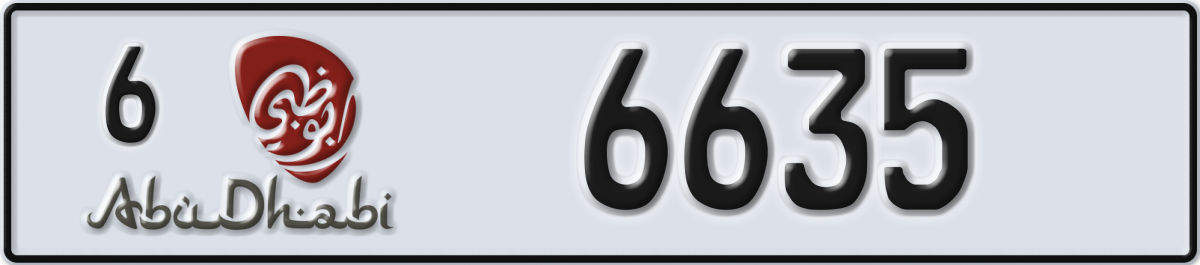 abu dhabi License Plate Number 6635 Code 6