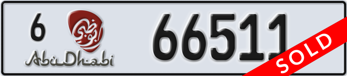 abu dhabi License Plate Number 66511 Code 6