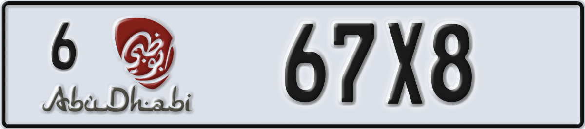 abu dhabi License Plate Number 67X8 Code 6