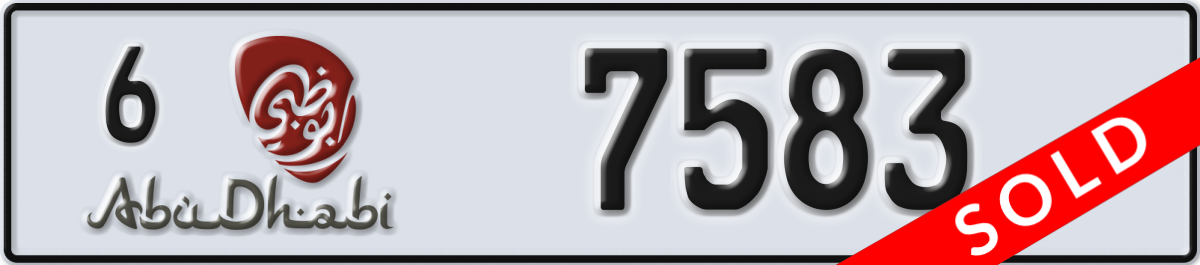 abu dhabi License Plate Number 7583 Code 6