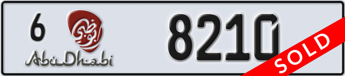 abu dhabi License Plate Number 8210 Code 6