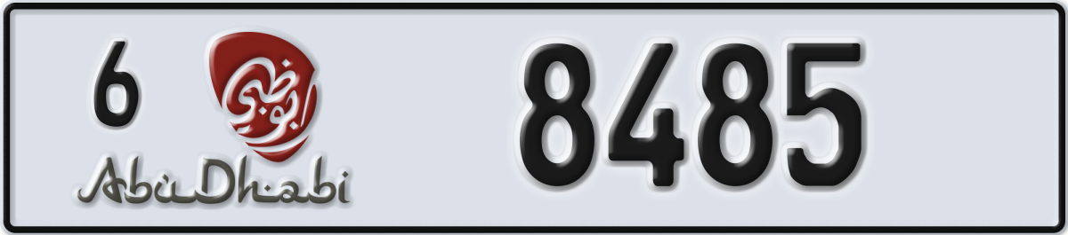 abu dhabi License Plate Number 8485 Code 6