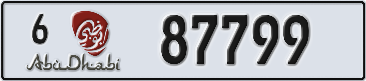 abu dhabi License Plate Number 87799 Code 6