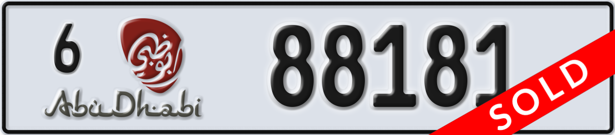 abu dhabi License Plate Number 88181 Code 6