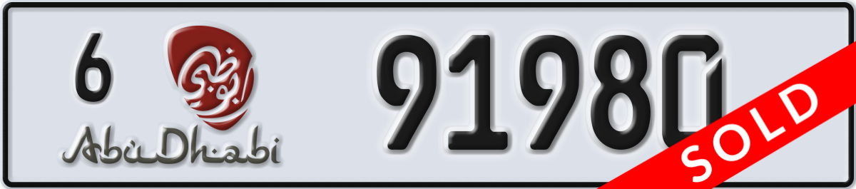 abu dhabi License Plate Number 91980 Code 6