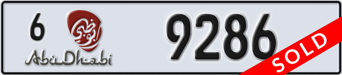 abu dhabi License Plate Number 9286 Code 6