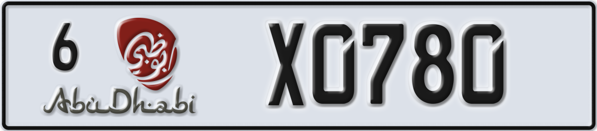 abu dhabi License Plate Number X0780 Code 6