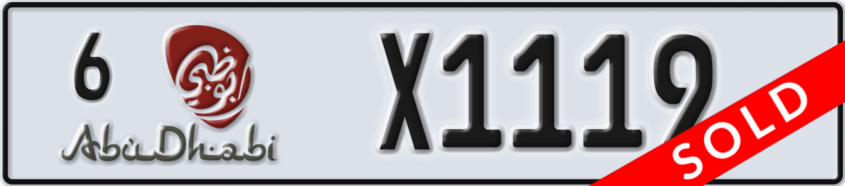 abu dhabi License Plate Number X1119 Code 6
