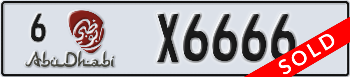 abu dhabi License Plate Number X6666 Code 6