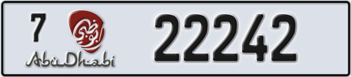 abu dhabi License Plate Number 22242 Code 7
