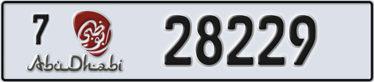 abu dhabi License Plate Number 28229 Code 7