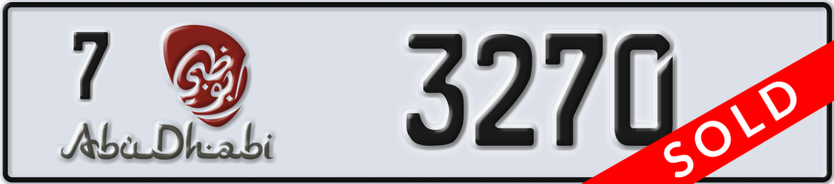 abu dhabi License Plate Number 3270 Code 7