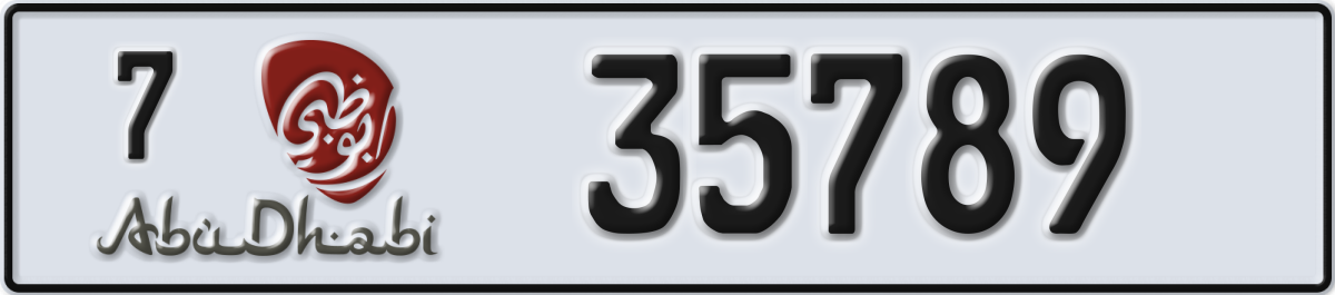 abu dhabi License Plate Number 35789 Code 7