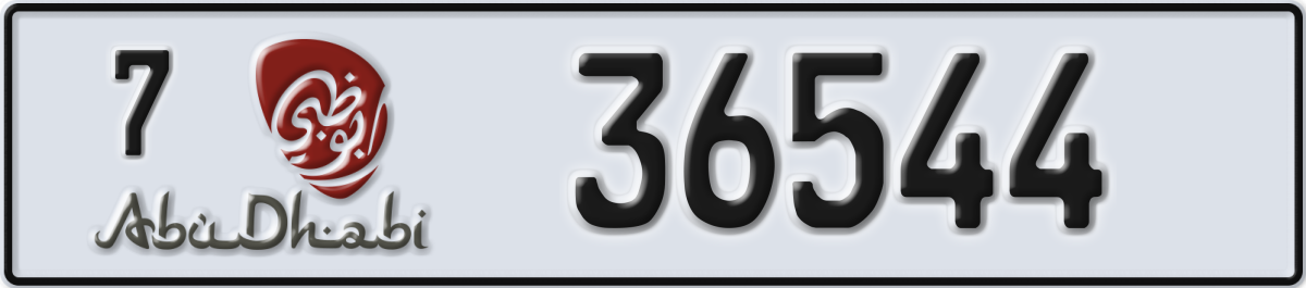 abu dhabi License Plate Number 36544 Code 7