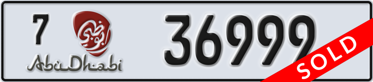 abu dhabi License Plate Number 36999 Code 7