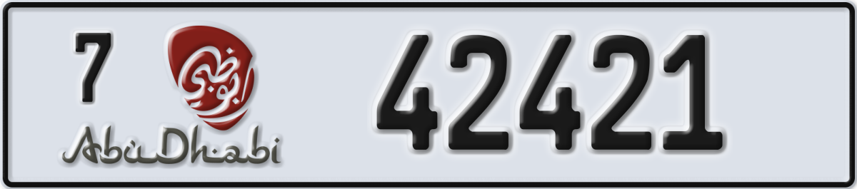 abu dhabi License Plate Number 42421 Code 7
