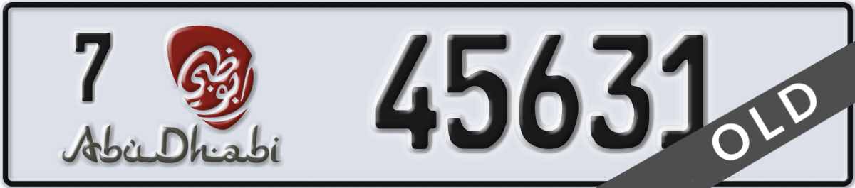 abu dhabi License Plate Number 45631 Code 7