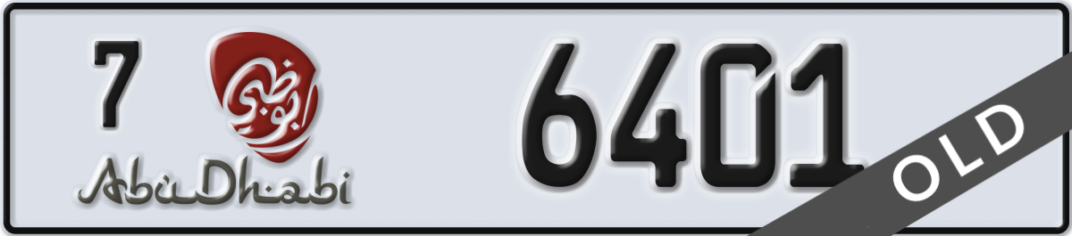 abu dhabi License Plate Number 6401 Code 7