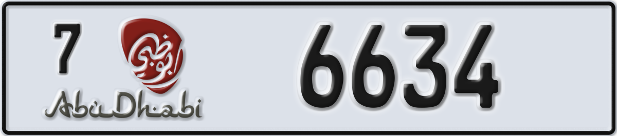 abu dhabi License Plate Number 6634 Code 7