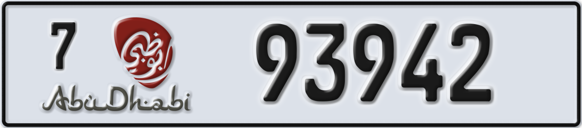 abu dhabi License Plate Number 93942 Code 7