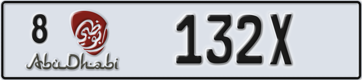 abu dhabi License Plate Number 132X Code 8