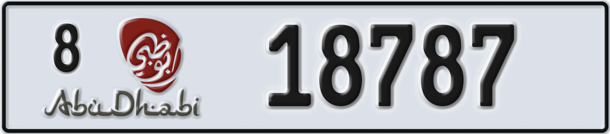 abu dhabi License Plate Number 18787 Code 8