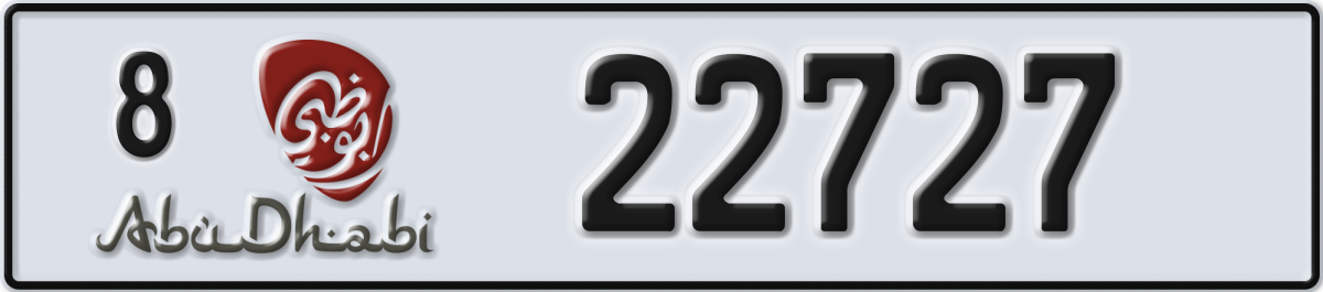 abu dhabi License Plate Number 22727 Code 8