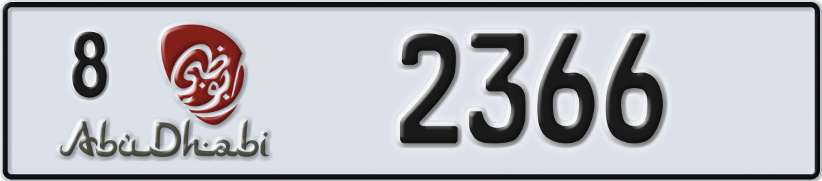 abu dhabi License Plate Number 2366 Code 8