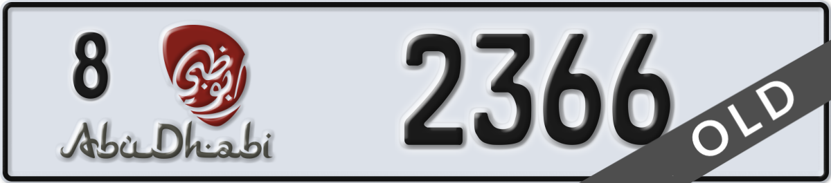abu dhabi License Plate Number 2366 Code 8