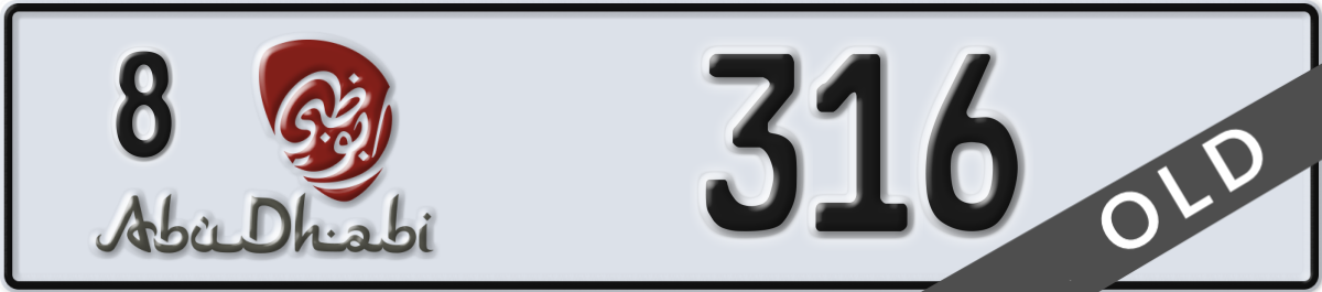 abu dhabi License Plate Number 316 Code 8