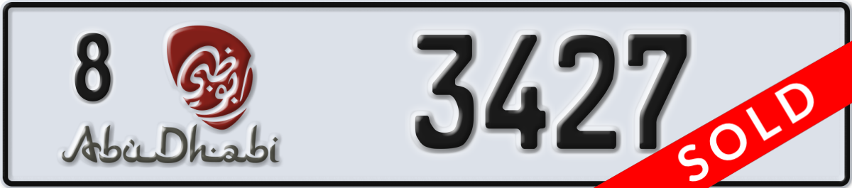 abu dhabi License Plate Number 3427 Code 8