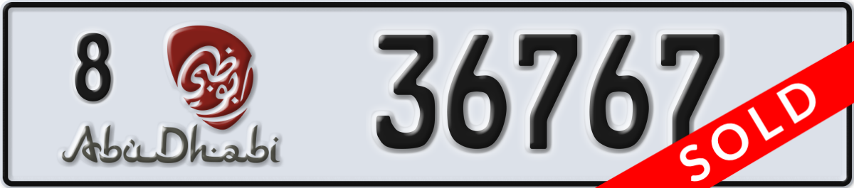 abu dhabi License Plate Number 36767 Code 8