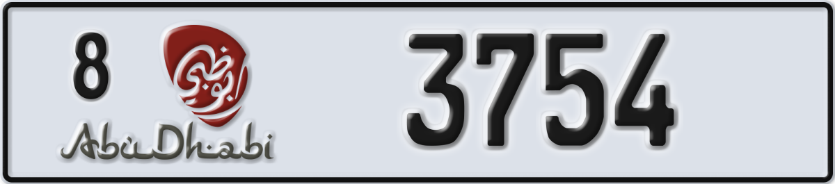 abu dhabi License Plate Number 3754 Code 8
