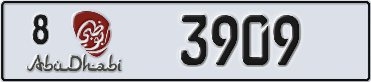 abu dhabi License Plate Number 3909 Code 8