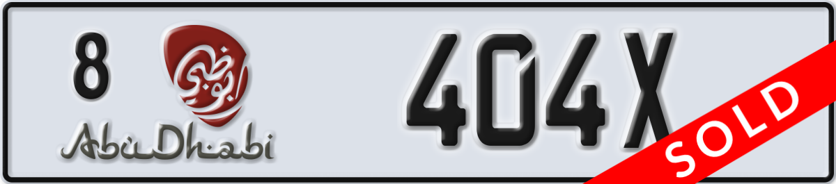 abu dhabi License Plate Number 404X Code 8