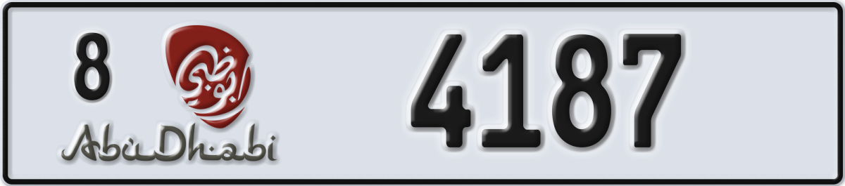 abu dhabi License Plate Number 4187 Code 8