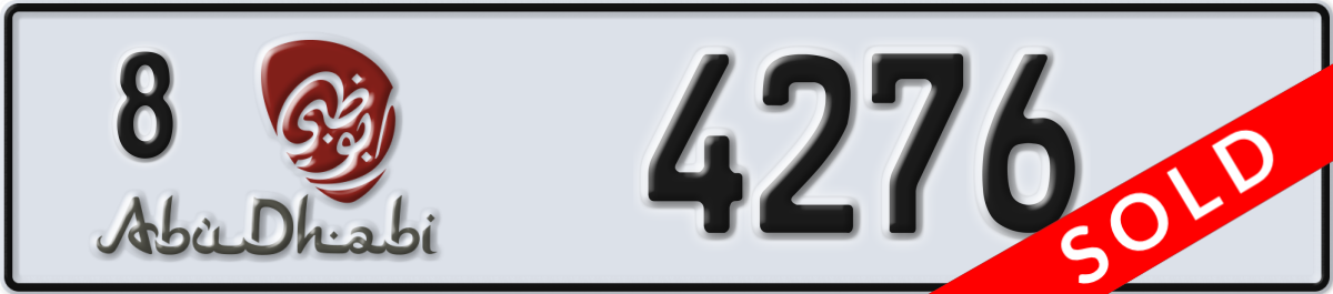 abu dhabi License Plate Number 4276 Code 8