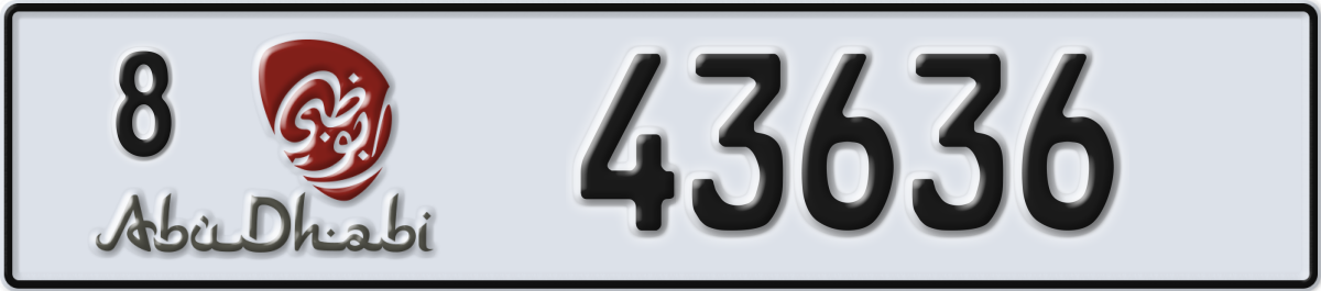 abu dhabi License Plate Number 43636 Code 8