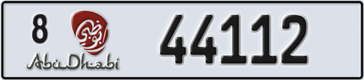 abu dhabi License Plate Number 44112 Code 8