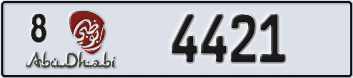 abu dhabi License Plate Number 4421 Code 8
