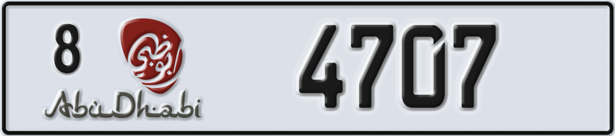 abu dhabi License Plate Number 4707 Code 8