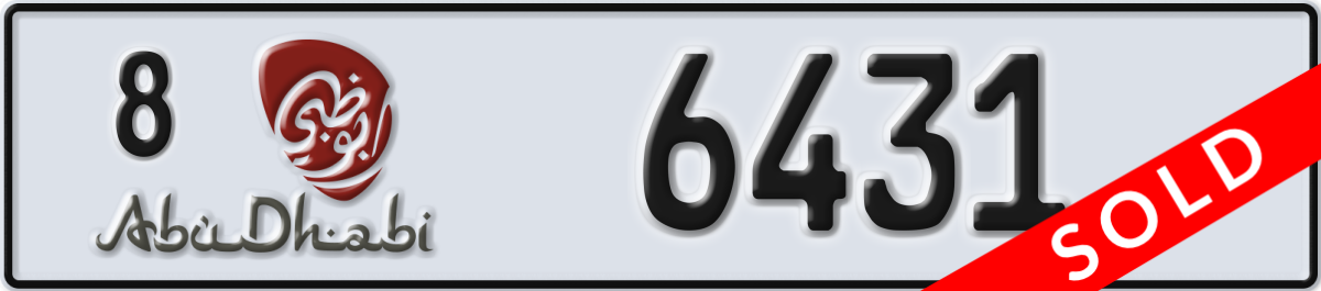 abu dhabi License Plate Number 6431 Code 8